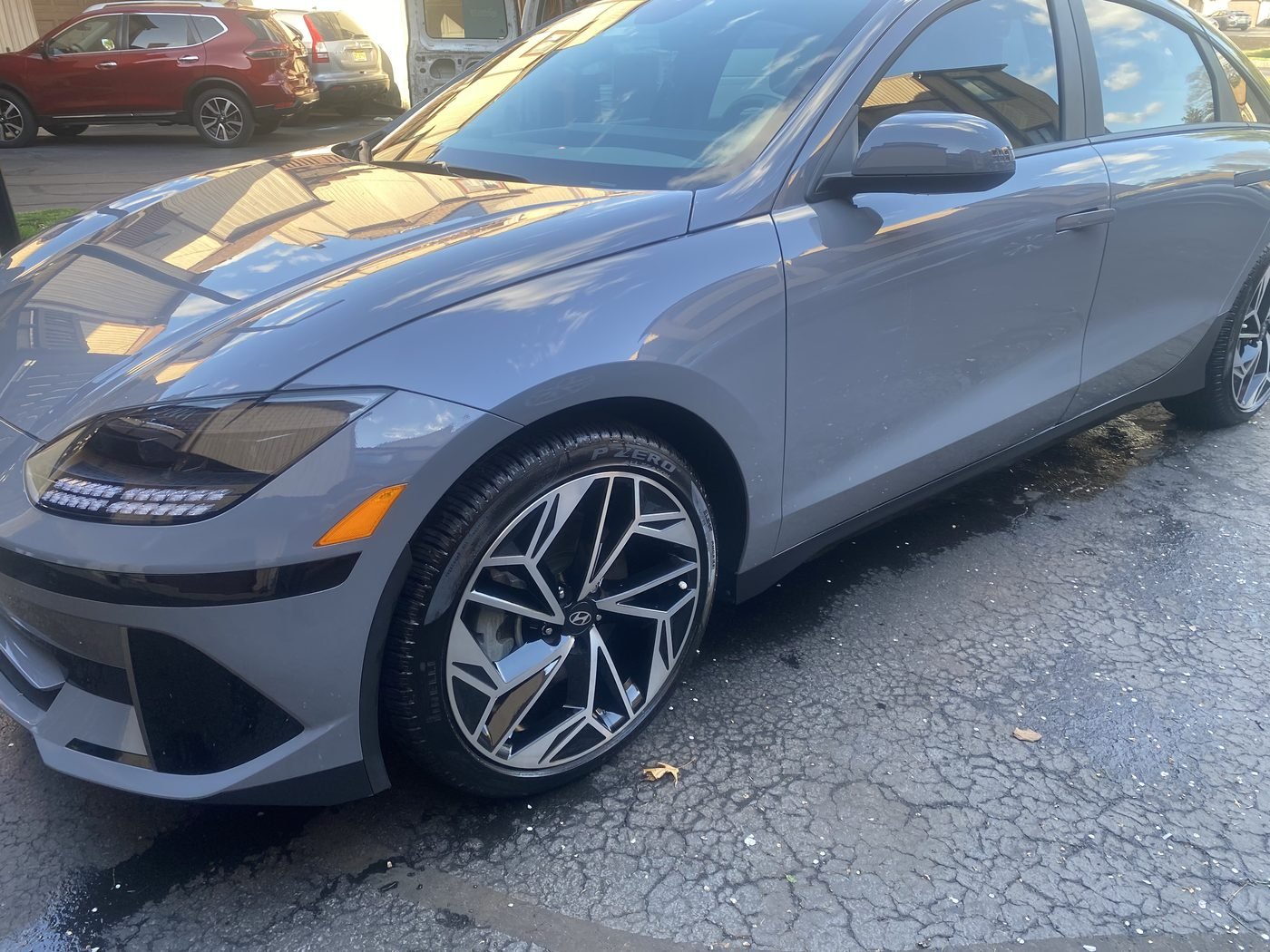 Finished grey Hyundai sedan